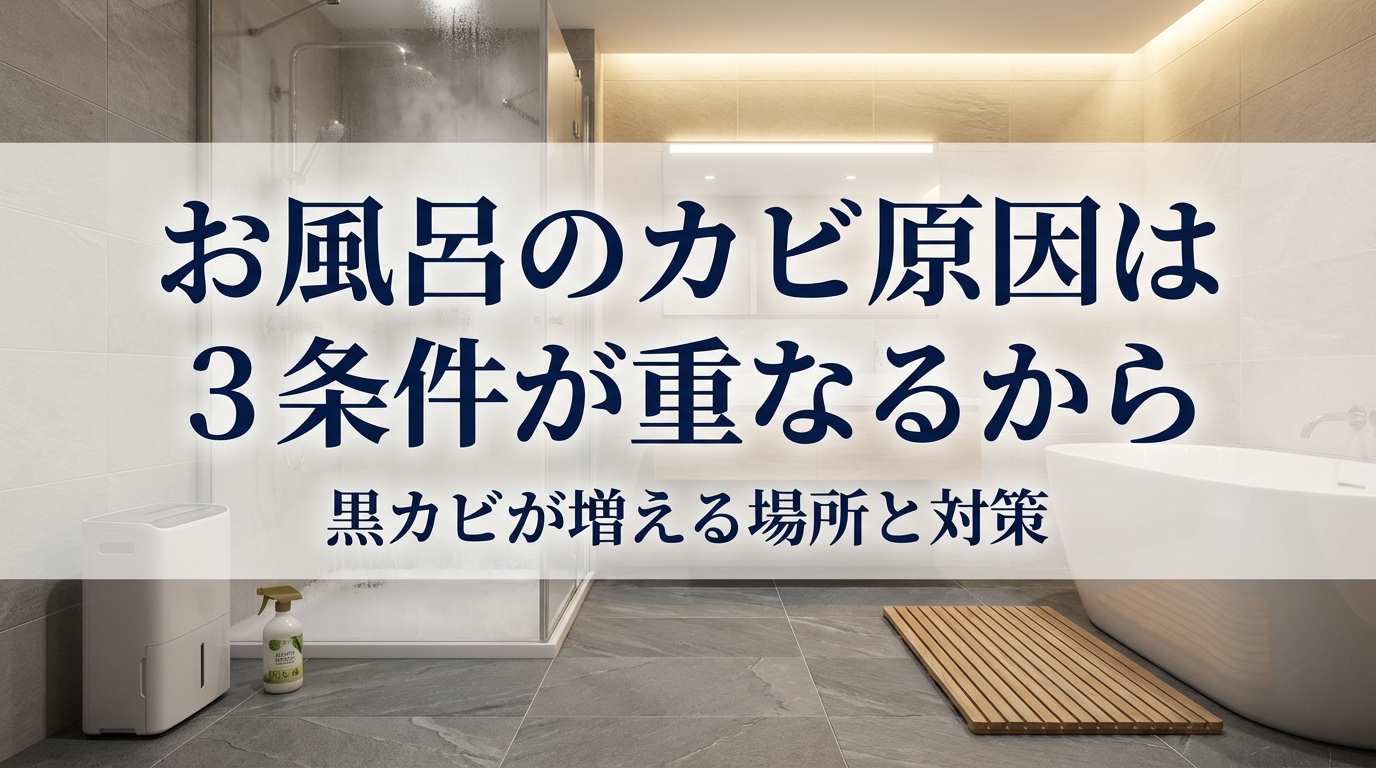 お風呂のカビ原因は3条件が重なるから｜黒カビが増える場所と対策
